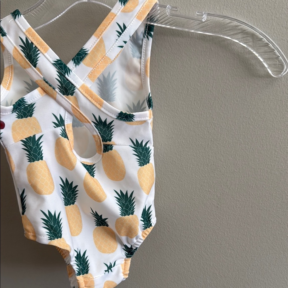 Pineapple Print Kids One Piece Swimsuit - Picture 3 of 4